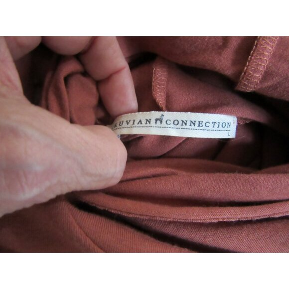 Peruvian Connection Brown Pima Cotton Turtleneck Long Blouse Size L - Picture 5 of 5